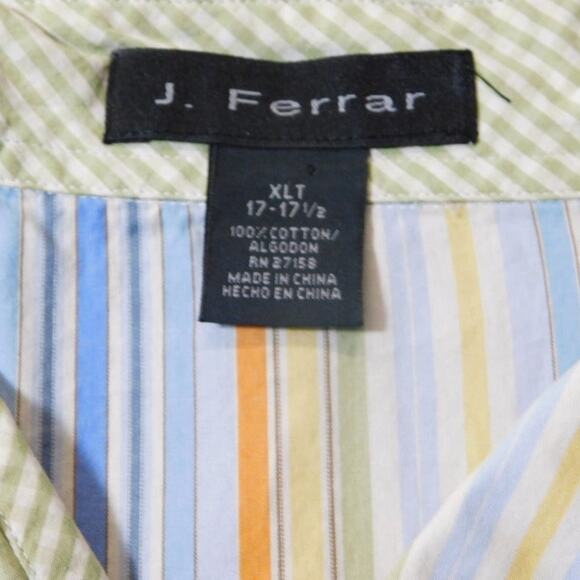J Ferrar Cotton Long Sleeve Button Shirt Mens 17-17.5 XLT - Picture 2 of 5